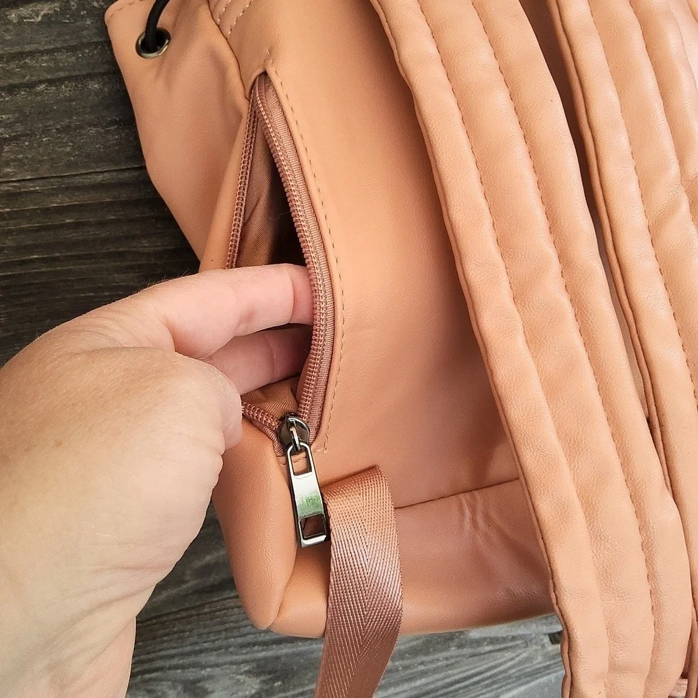 RACHEL Rachel Roy Peach Backpack with Buckle & Chain And Pockets Galore! - Picture 9 of 16